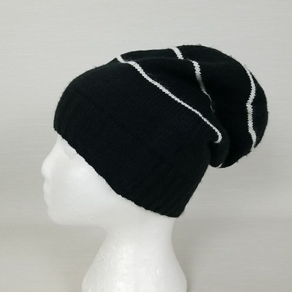 Merona unisex Hat One Size Acrylic Knit Beanie Black Striped
